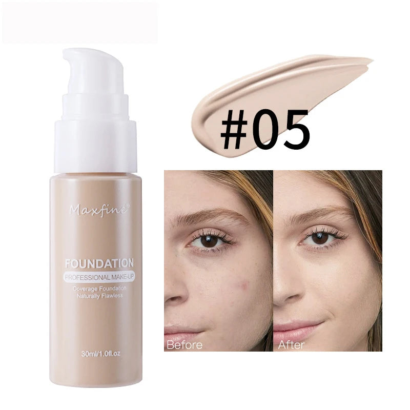 Base Líquida Profissional – Alta Cobertura, Resistente à Água e ao Suor, com Efeito Corretivo Impecável ✨