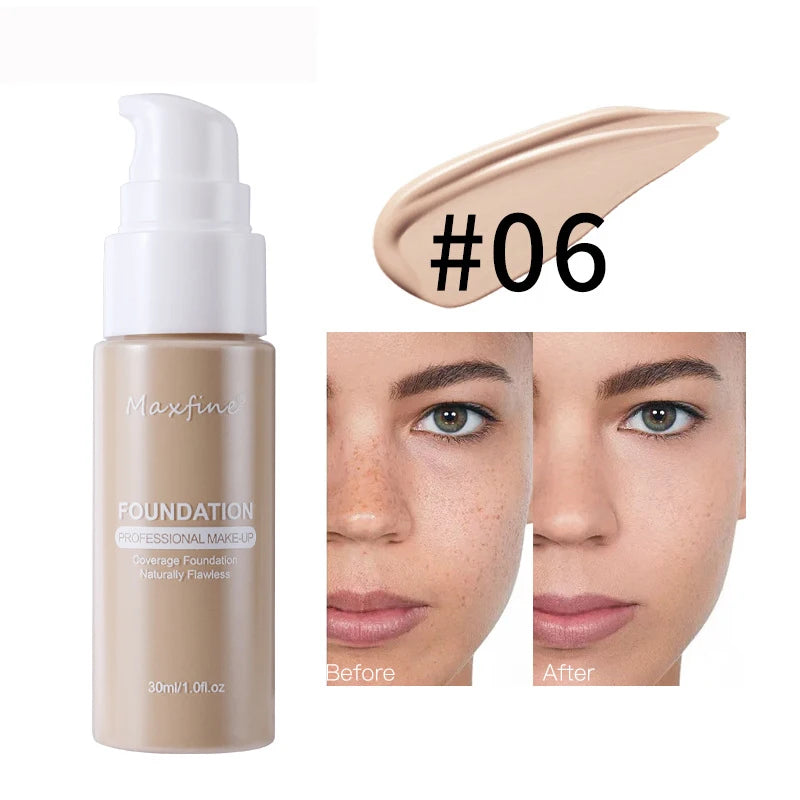 Base Líquida Profissional – Alta Cobertura, Resistente à Água e ao Suor, com Efeito Corretivo Impecável ✨