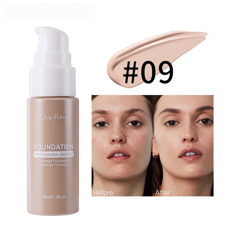 Base Líquida Profissional – Alta Cobertura, Resistente à Água e ao Suor, com Efeito Corretivo Impecável ✨