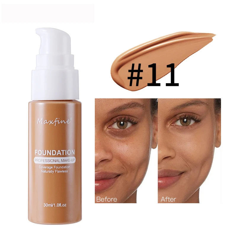 Base Líquida Profissional – Alta Cobertura, Resistente à Água e ao Suor, com Efeito Corretivo Impecável ✨