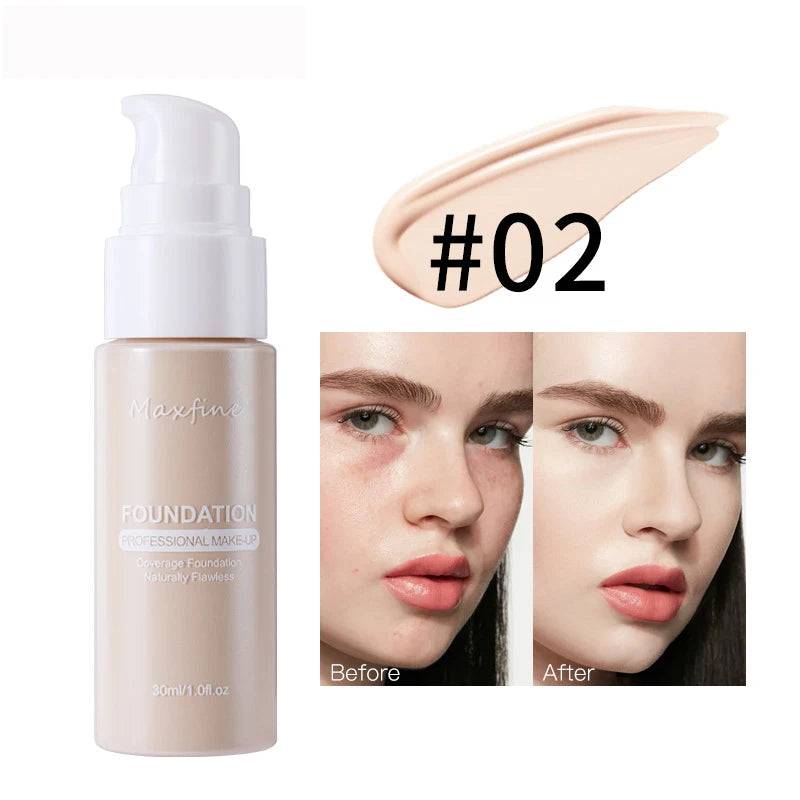 Base Líquida Profissional – Alta Cobertura, Resistente à Água e ao Suor, com Efeito Corretivo Impecável ✨