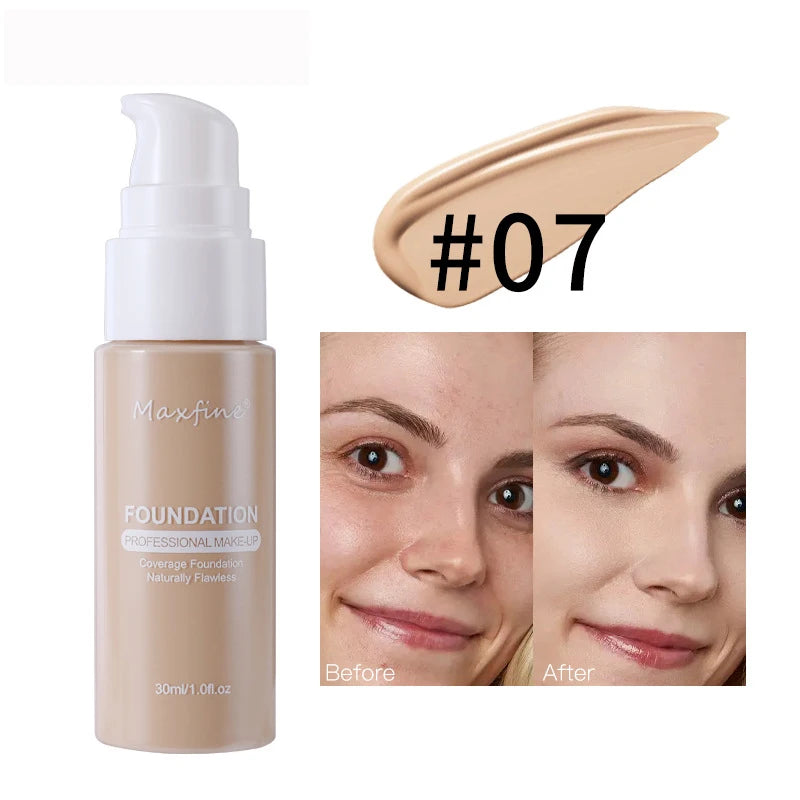 Base Líquida Profissional – Alta Cobertura, Resistente à Água e ao Suor, com Efeito Corretivo Impecável ✨