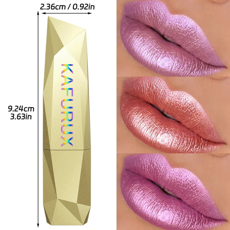 Batom Metálico Brilhante com Glitter