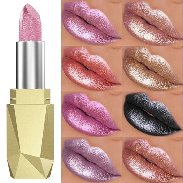 Batom Metálico Brilhante com Glitter