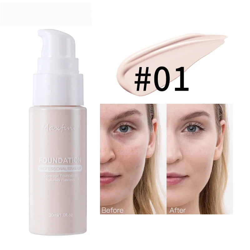 Base Líquida Profissional – Alta Cobertura, Resistente à Água e ao Suor, com Efeito Corretivo Impecável ✨