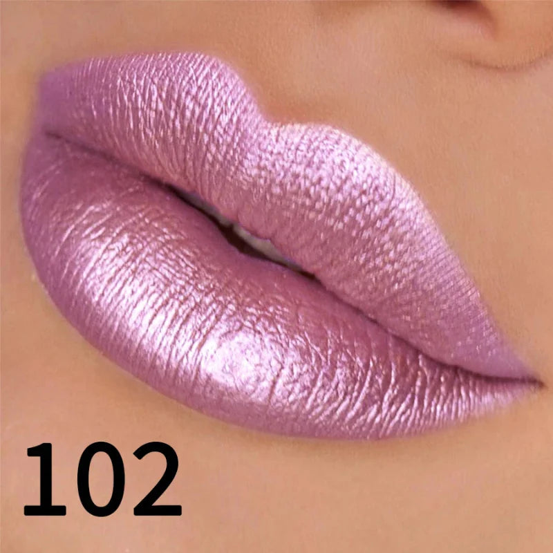 Batom Metálico Brilhante com Glitter