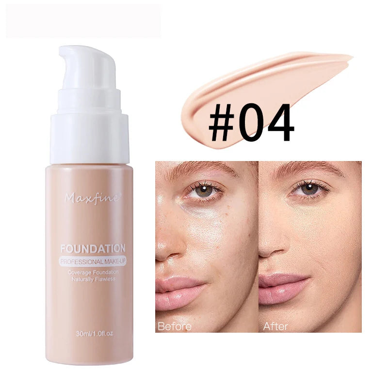Base Líquida Profissional – Alta Cobertura, Resistente à Água e ao Suor, com Efeito Corretivo Impecável ✨