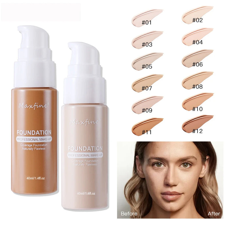 Base Líquida Profissional – Alta Cobertura, Resistente à Água e ao Suor, com Efeito Corretivo Impecável ✨