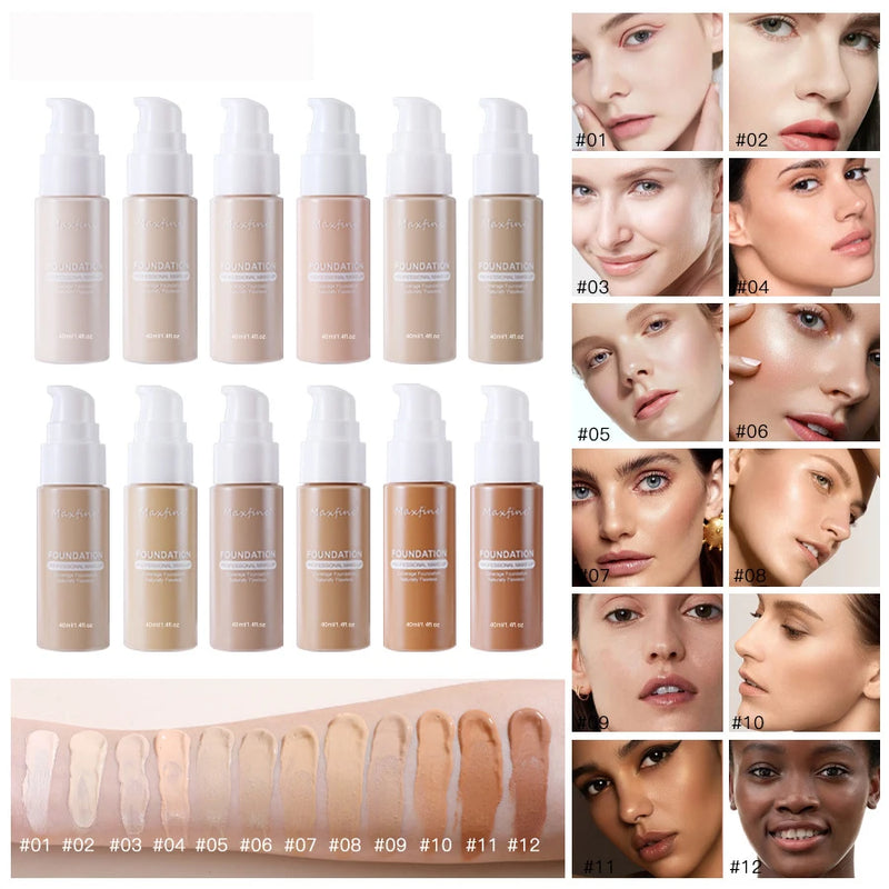 Base Líquida Profissional – Alta Cobertura, Resistente à Água e ao Suor, com Efeito Corretivo Impecável ✨