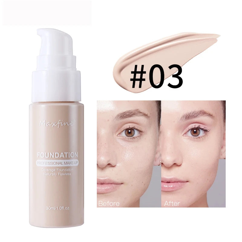 Base Líquida Profissional – Alta Cobertura, Resistente à Água e ao Suor, com Efeito Corretivo Impecável ✨