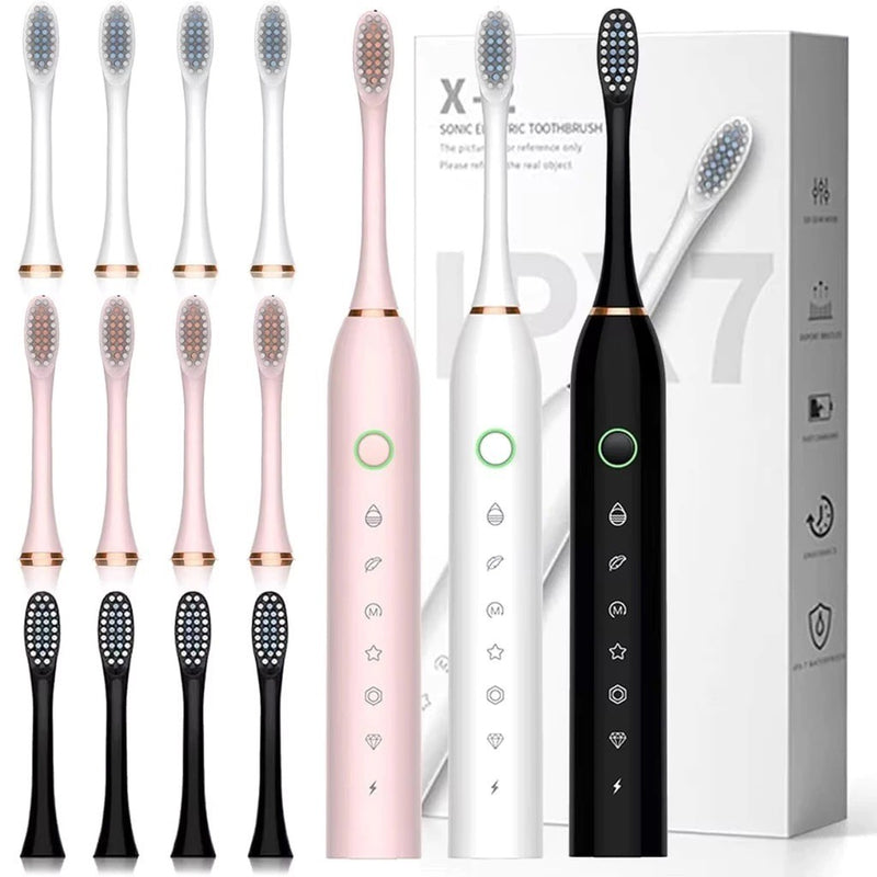 Escova Dental Elétrica USB Carga 6 Engrenagem À Prova D'água 4 Escovas Cabeças De Substituição
